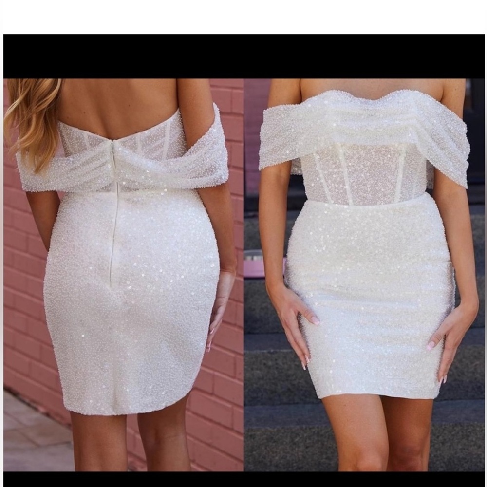 Angela & Alison Couture Bridal Sequin Mini Dress